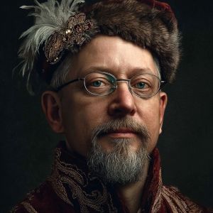 Avatar AI Marek Adamski, stylu szlacheckim, grafika sekcji Firma rodzinna Big Bit