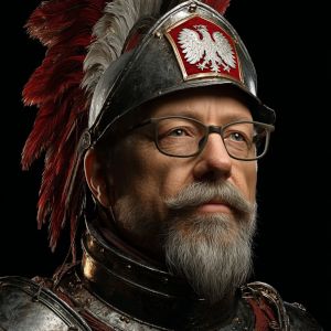 Avatar AI Marek Adamski w stylu rycerskim, grafika sekcji Moja historia Big Bit